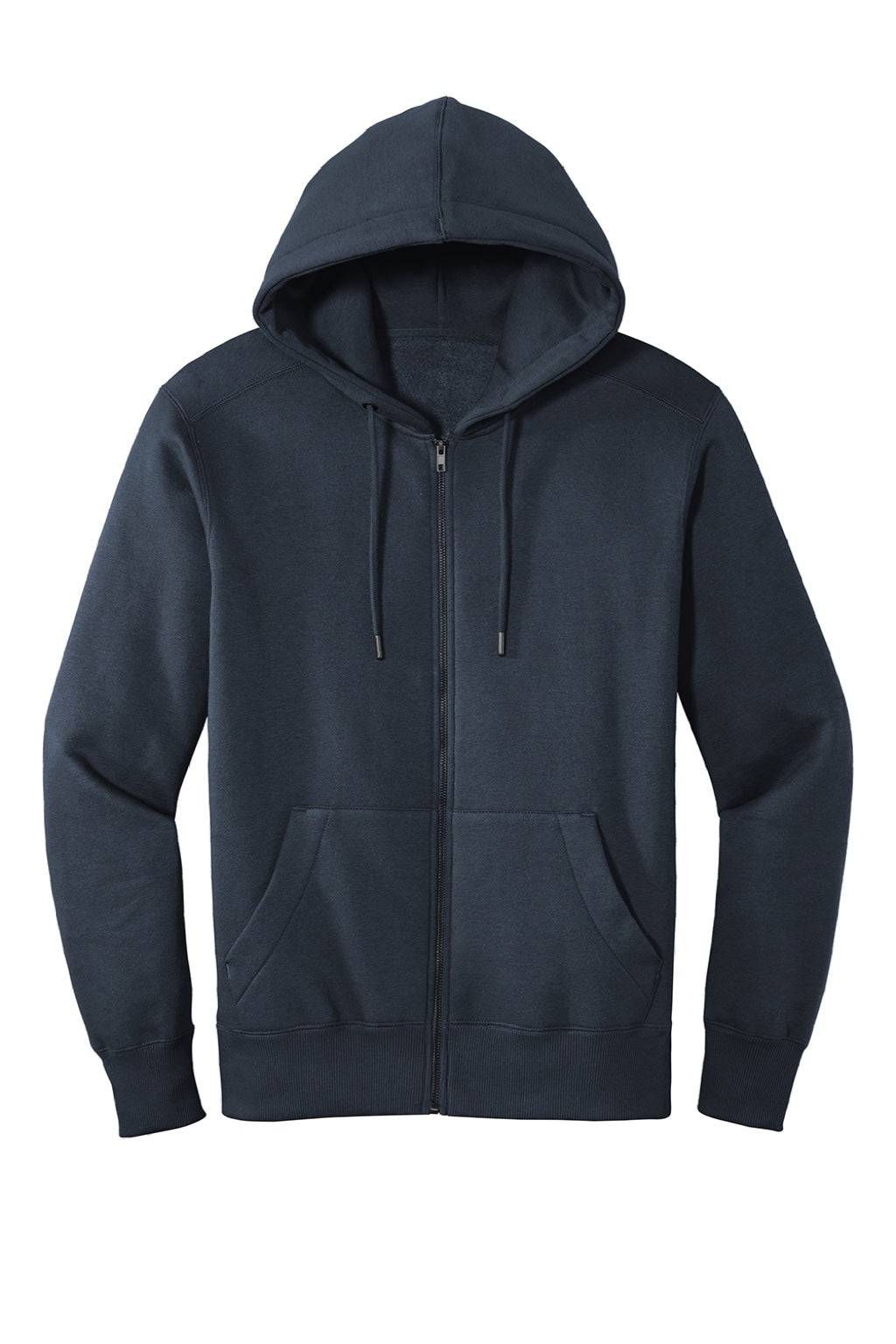 District DT1103 Mens Perfect Weight Fleece Full Zip Hooded Sweatshirt Hoodie w/ Pockets New Navy Blue Flat Front