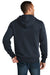 District DT1103 Mens Perfect Weight Fleece Full Zip Hooded Sweatshirt Hoodie w/ Pockets New Navy Blue Model Back
