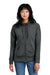 District DT1104 Womens Perfect Weight Fleece Full Zip Hooded Sweatshirt Hoodie w/ Pockets Heather Charcoal Grey Model Front