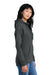 District DT1104 Womens Perfect Weight Fleece Full Zip Hooded Sweatshirt Hoodie w/ Pockets Heather Charcoal Grey Model Side