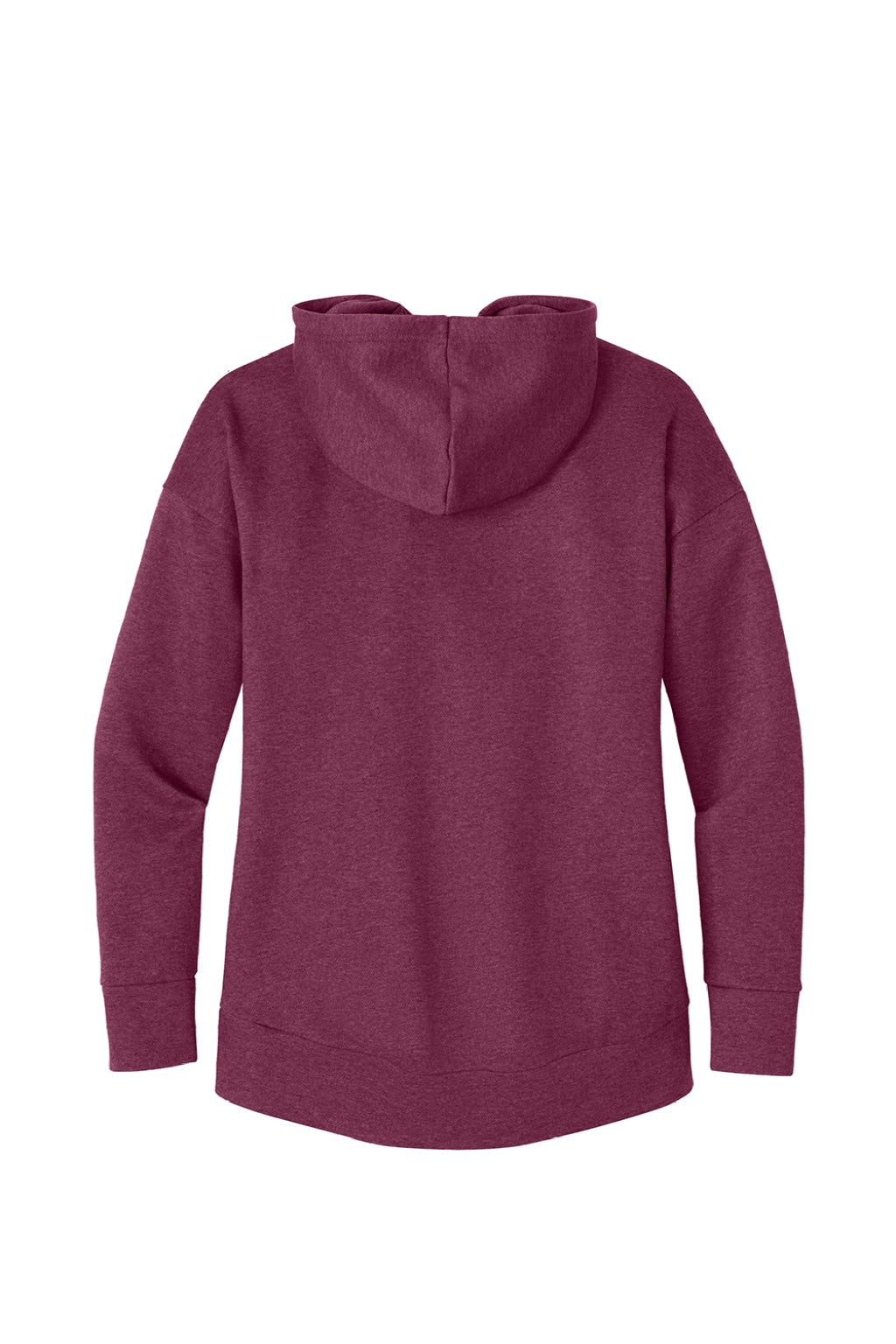 District DT1104 Womens Perfect Weight Fleece Full Zip Hooded Sweatshirt Hoodie w/ Pockets Heather Loganberry Flat Back