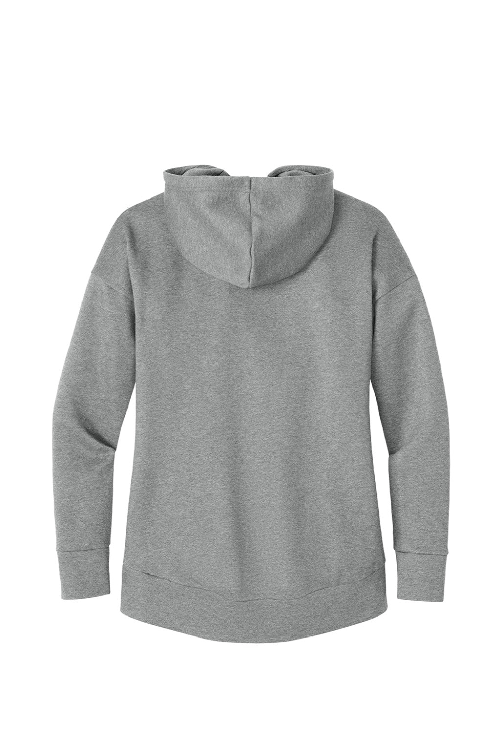 District DT1104 Womens Perfect Weight Fleece Full Zip Hooded Sweatshirt Hoodie w/ Pockets Heather Steel Grey Flat Back