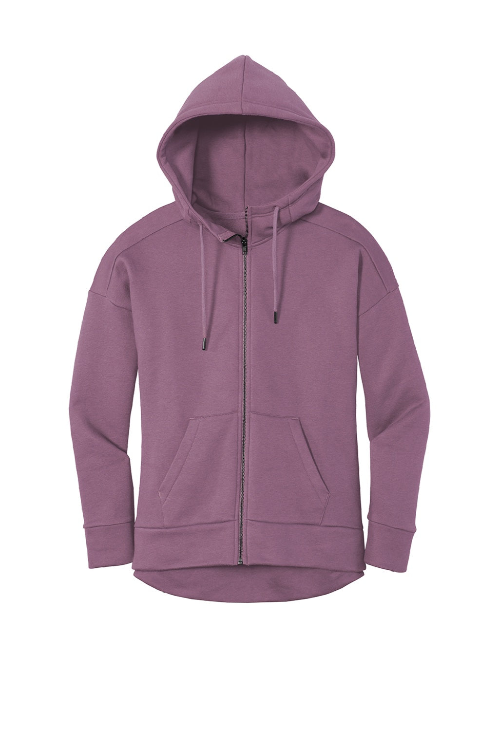 District DT1104 Womens Perfect Weight Fleece Full Zip Hooded Sweatshirt Hoodie w/ Pockets Orchid Haze Flat Front