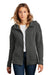District DT1104 Womens Perfect Weight Fleece Full Zip Hooded Sweatshirt Hoodie w/ Pockets Charcoal Grey Model Front