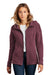 District DT1104 Womens Perfect Weight Fleece Full Zip Hooded Sweatshirt Hoodie w/ Pockets Heather Loganberry Model Front