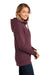 District DT1104 Womens Perfect Weight Fleece Full Zip Hooded Sweatshirt Hoodie w/ Pockets Heather Loganberry Model Side