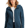 District Womens Perfect Weight Fleece Full Zip Hooded Sweatshirt Hoodie w/ Pockets - Heather Poseidon Blue - Closeout