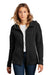 District DT1104 Womens Perfect Weight Fleece Full Zip Hooded Sweatshirt Hoodie w/ Pockets Jet Black Model Front
