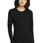 District Womens Perfect Blend CVC Long Sleeve Crewneck T-Shirt - Black