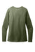 District DT110 Womens Perfect Blend CVC Long Sleeve Crewneck T-Shirt Heather Olive Green Flat Back