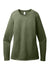 District DT110 Womens Perfect Blend CVC Long Sleeve Crewneck T-Shirt Heather Olive Green Flat Front