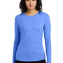 District Womens Perfect Blend CVC Long Sleeve Crewneck T-Shirt - Heather Royal Blue