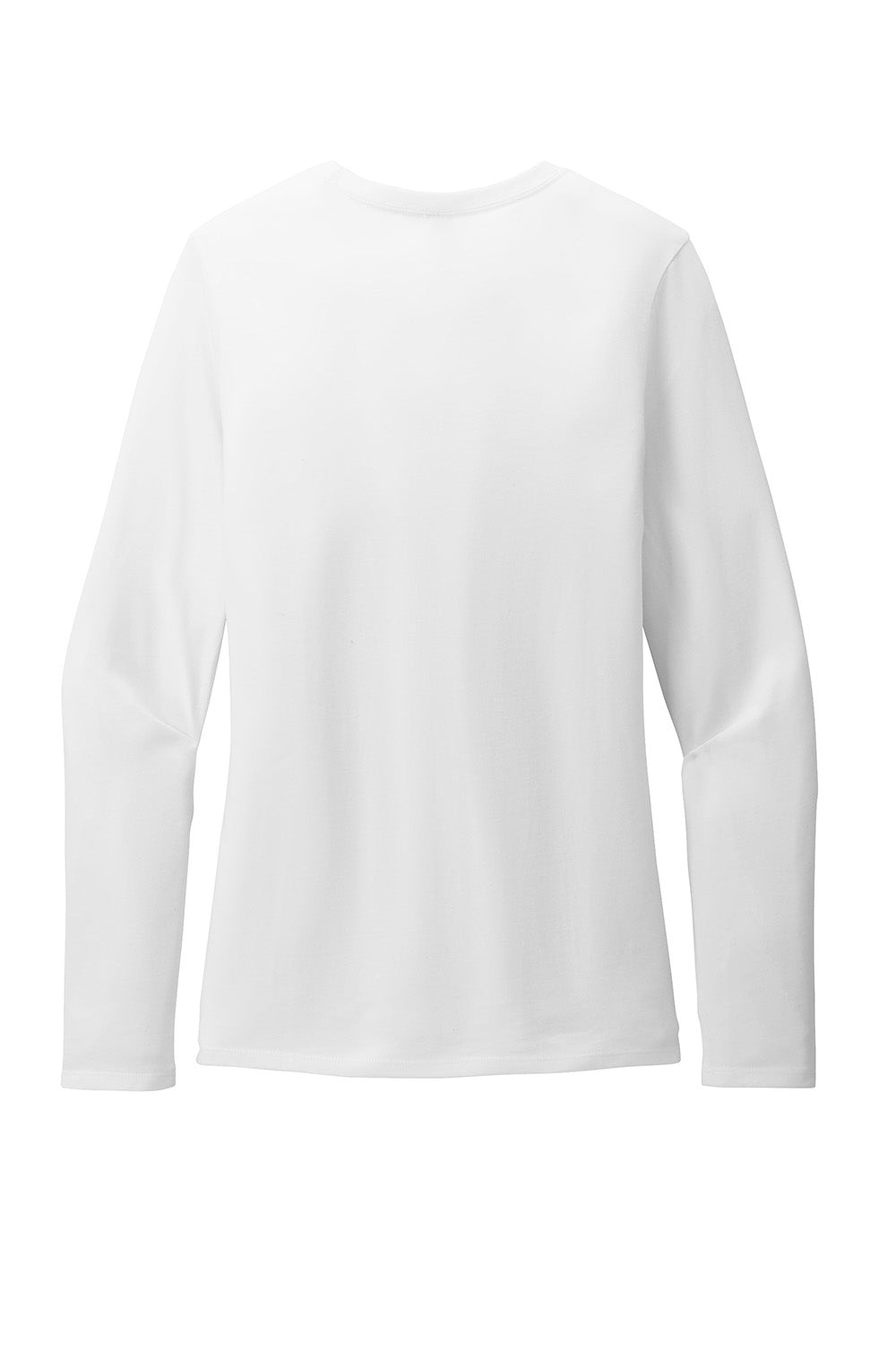 District DT110 Womens Perfect Blend CVC Long Sleeve Crewneck T-Shirt White Flat Back