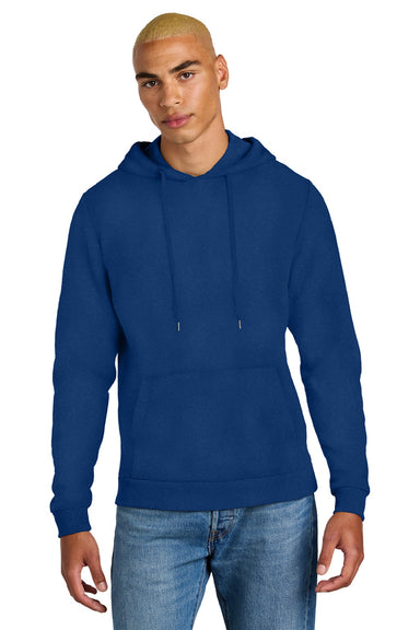District DT1300 Mens Perfect Tri Fleece Hooded Sweatshirt Hoodie w/ Pouch Pocket Deep Royal Blue Model Front