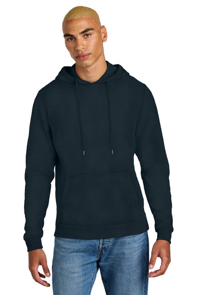 District DT1300 Mens Perfect Tri Fleece Hooded Sweatshirt Hoodie w/ Pouch Pocket New Navy Blue Model Front