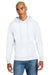 District DT1300 Mens Perfect Tri Fleece Hooded Sweatshirt Hoodie w/ Pouch Pocket White Model Front