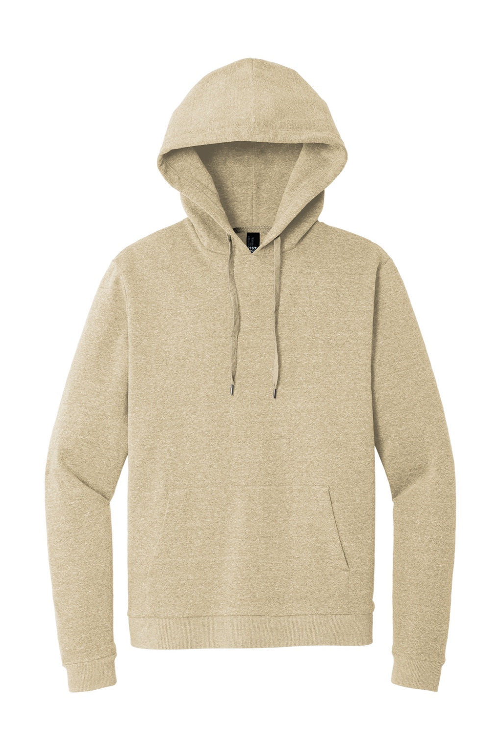 District DT1300 Mens Perfect Tri Fleece Hooded Sweatshirt Hoodie w/ Pouch Pocket Heather Desert Tan Flat Front