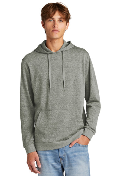 District DT1300 Mens Perfect Tri Fleece Hooded Sweatshirt Hoodie w/ Pouch Pocket Grey Frost Model Front