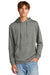District DT1300 Mens Perfect Tri Fleece Hooded Sweatshirt Hoodie w/ Pouch Pocket Heather Charcoal Grey Model Front