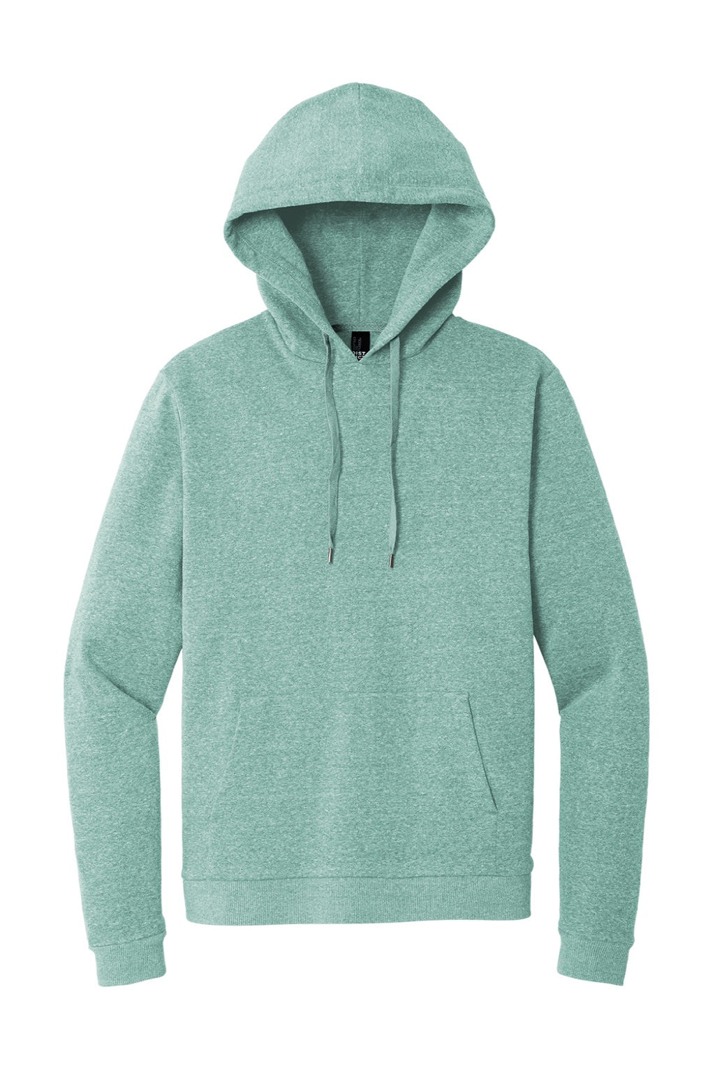 District DT1300 Mens Perfect Tri Fleece Hooded Sweatshirt Hoodie w/ Pouch Pocket Heather Eucalyptus Blue Flat Front