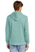 District DT1300 Mens Perfect Tri Fleece Hooded Sweatshirt Hoodie w/ Pouch Pocket Heather Eucalyptus Blue Model Back