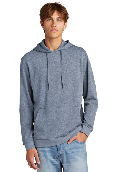 District DT1300 Mens Perfect Tri Fleece Hooded Sweatshirt Hoodie w/ Pouch Pocket Navy Blue Frost Model Front