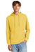 District DT1300 Mens Perfect Tri Fleece Hooded Sweatshirt Hoodie w/ Pouch Pocket Heather Ochre Yellow Model Front