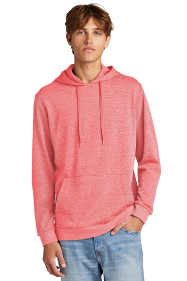 District DT1300 Mens Perfect Tri Fleece Hooded Sweatshirt Hoodie w/ Pouch Pocket Red Frost Model Front
