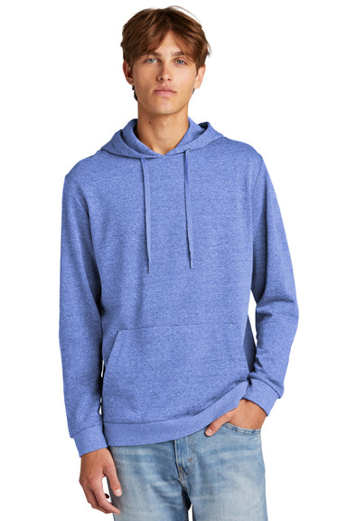 District DT1300 Mens Perfect Tri Fleece Hooded Sweatshirt Hoodie w/ Pouch Pocket Royal Blue Frost Model Front