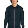 District Mens Perfect Tri Fleece Full Zip Hooded Sweatshirt Hoodie w/ Pockets - New Navy Blue