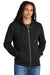 District DT1302 Mens Perfect Tri Fleece Full Zip Hooded Sweatshirt Hoodie w/ Pockets Black Model Front