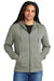 District DT1302 Mens Perfect Tri Fleece Full Zip Hooded Sweatshirt Hoodie w/ Pockets Grey Frost Model Front