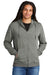 District DT1302 Mens Perfect Tri Fleece Full Zip Hooded Sweatshirt Hoodie w/ Pockets Heather Charcoal Grey Model Front