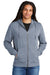 District DT1302 Mens Perfect Tri Fleece Full Zip Hooded Sweatshirt Hoodie w/ Pockets Navy Blue Frost Model Front