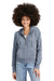 District DT1311 Womens Perfect Tri Fleece 1/4 Zip Hooded Sweatshirt Hoodie w/ Pouch Pocket Navy Blue Frost Model Front