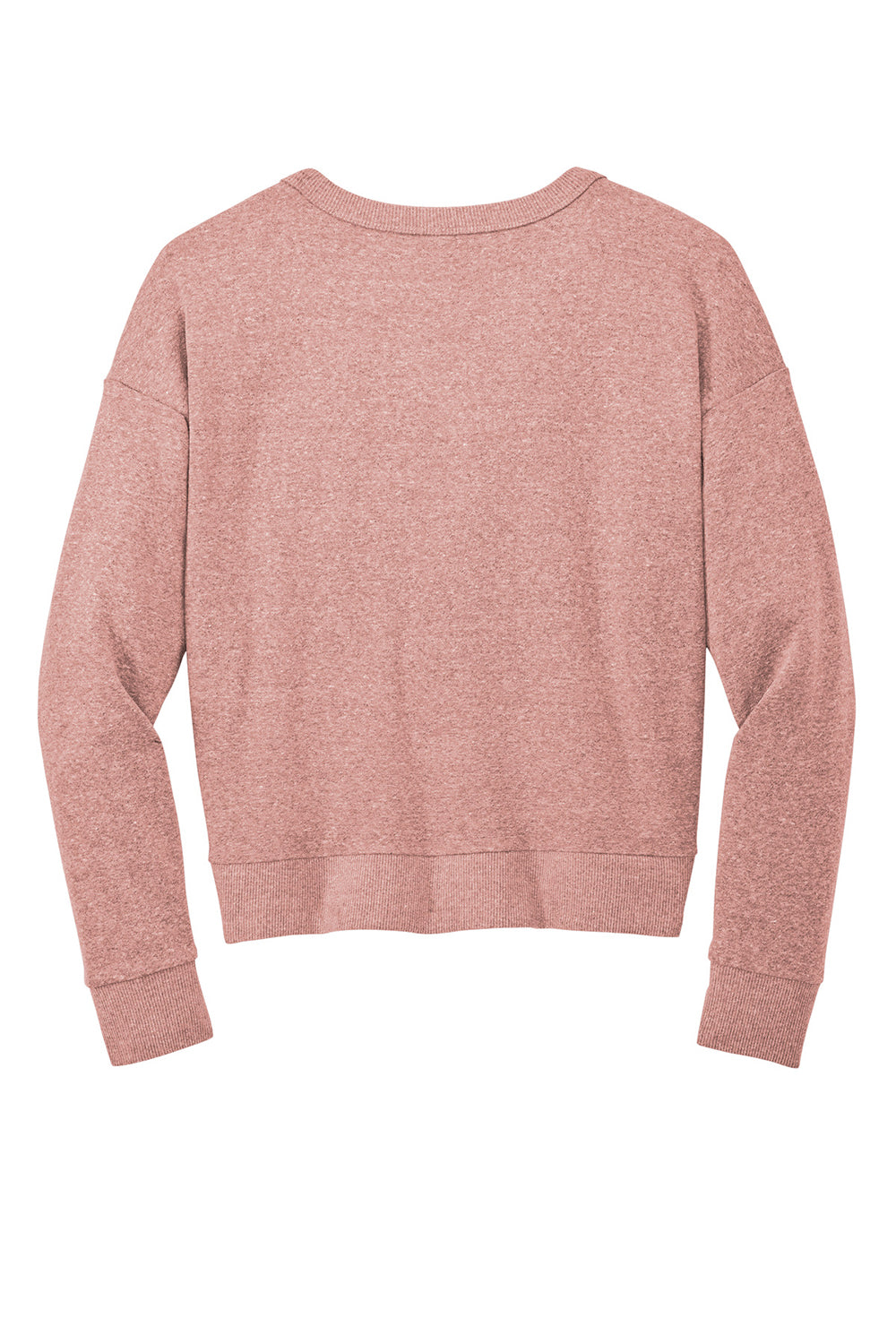 District DT1312 Womens Perfect Tri Fleece V-Neck Sweatshirt Blush Frost Flat Back