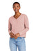 District DT1312 Womens Perfect Tri Fleece V-Neck Sweatshirt Blush Frost Model Front