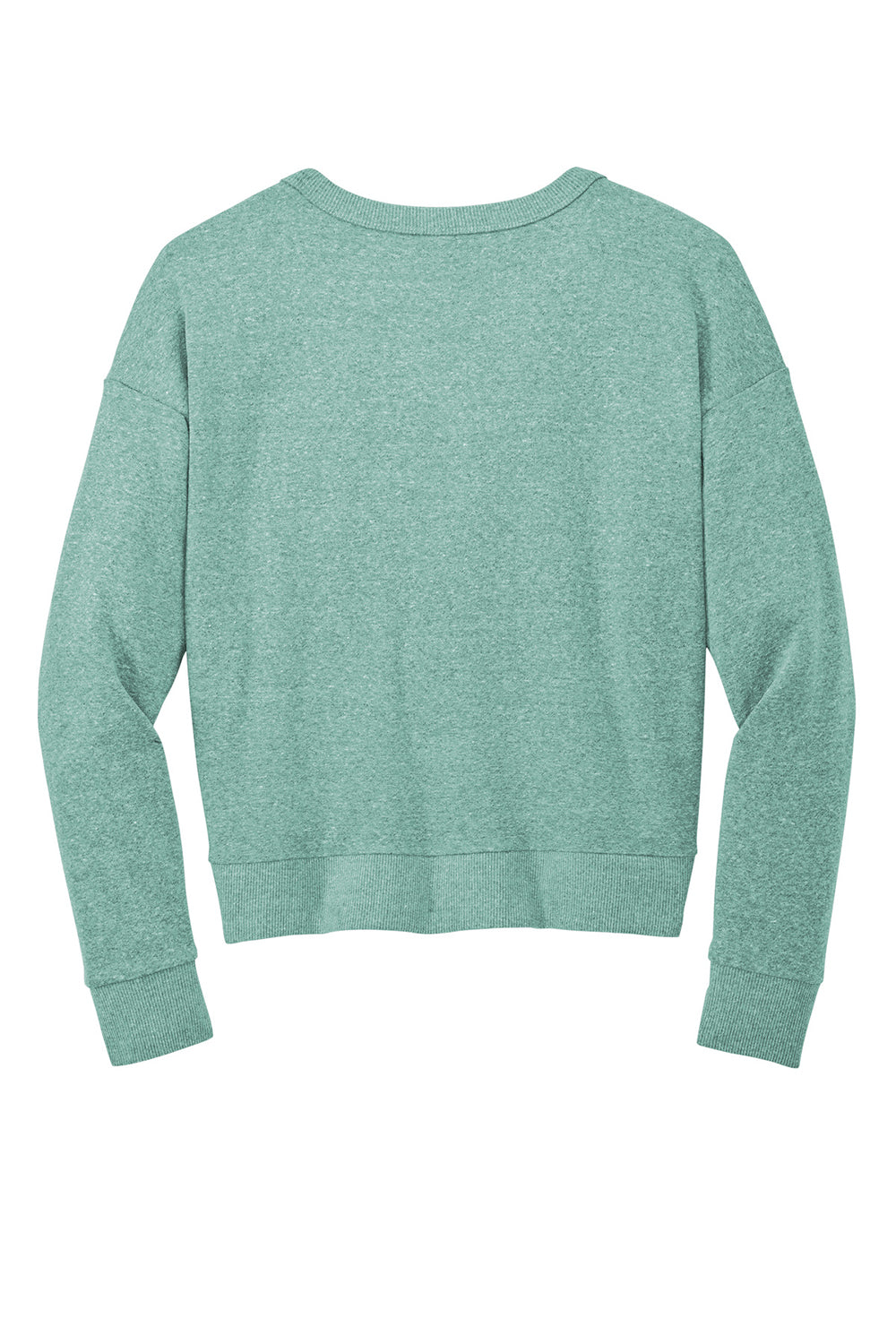 District DT1312 Womens Perfect Tri Fleece V-Neck Sweatshirt Heather Eucalyptus Blue Flat Back