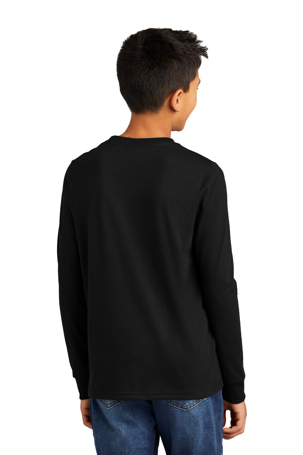District DT132Y Youth Perfect Tri Long Sleeve Crewneck T-Shirt Black Model Back