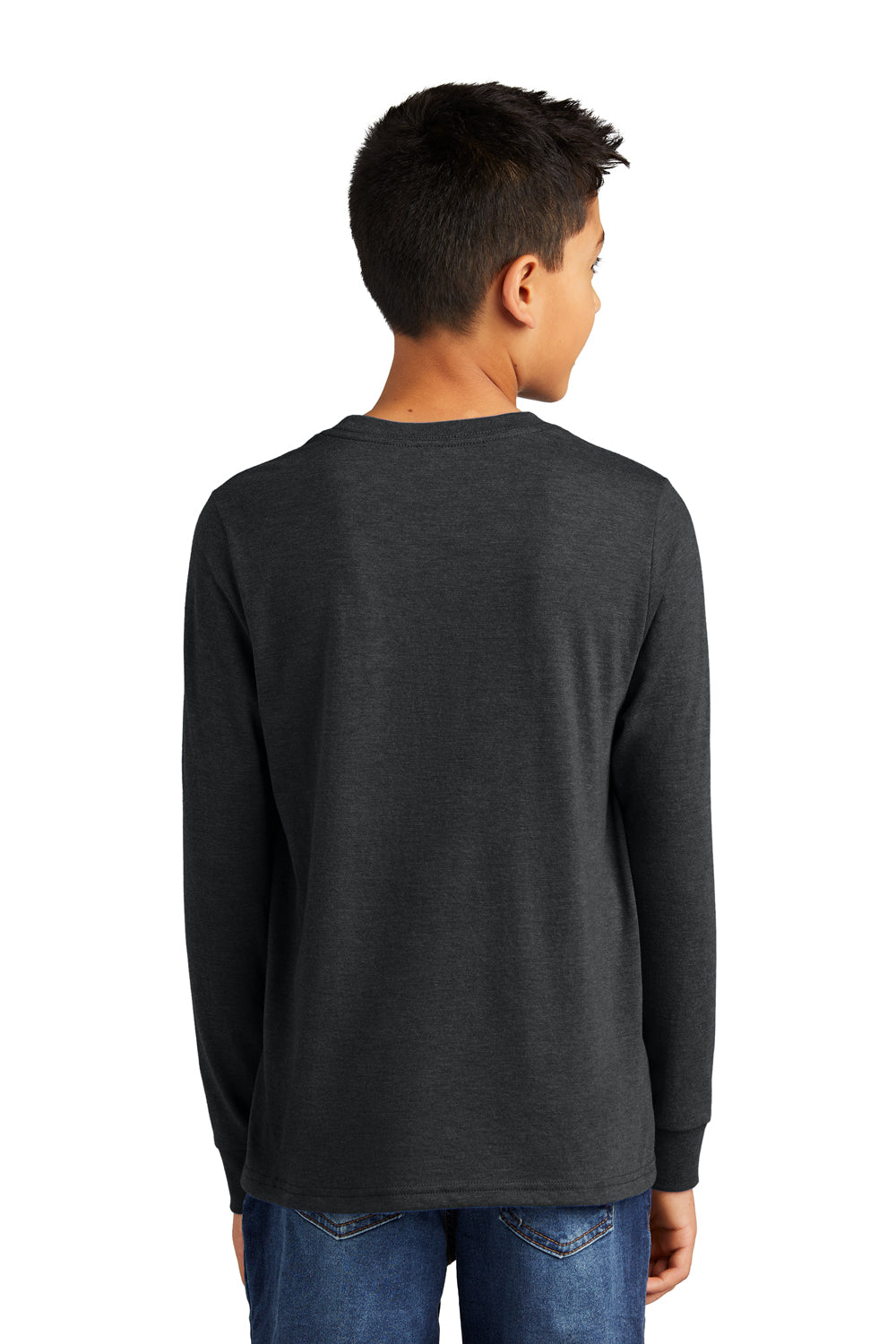 District DT132Y Youth Perfect Tri Long Sleeve Crewneck T-Shirt Black Frost Model Back