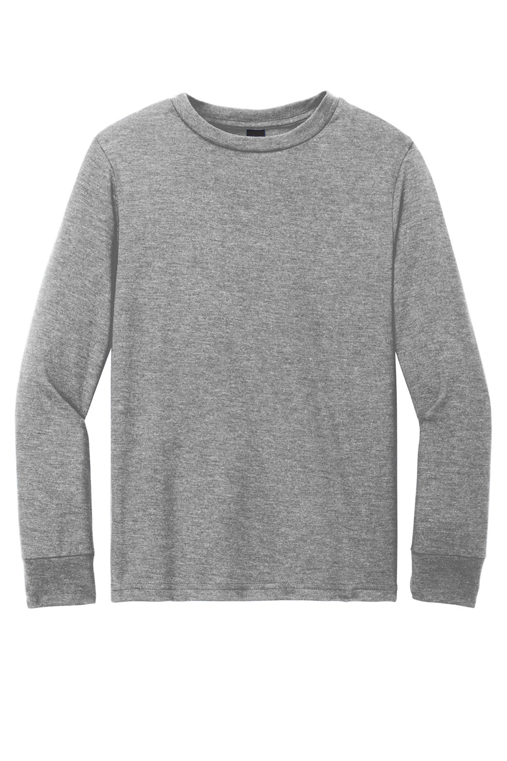 District DT132Y Youth Perfect Tri Long Sleeve Crewneck T-Shirt Grey Frost Flat Front