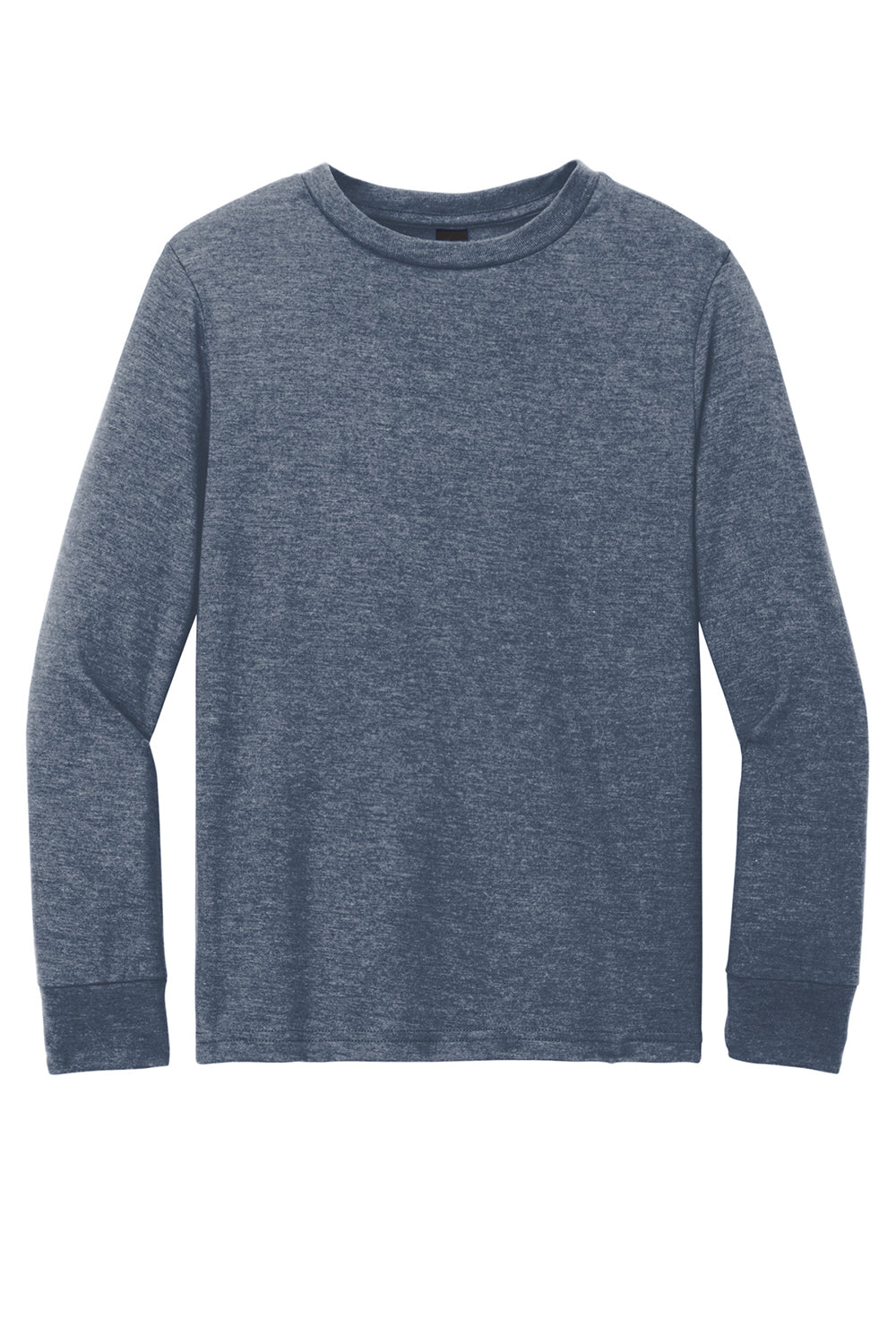 District DT132Y Youth Perfect Tri Long Sleeve Crewneck T-Shirt Navy Blue Frost Flat Front