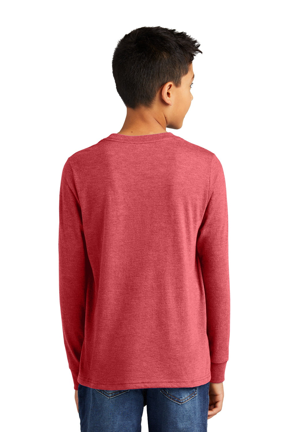 District DT132Y Youth Perfect Tri Long Sleeve Crewneck T-Shirt Red Frost Model Back