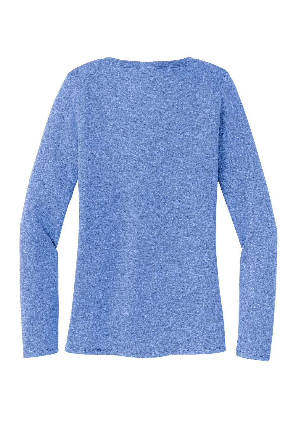 District DT135 Womens Perfect Tri Long Sleeve V-Neck T-Shirt Maritime Blue Frost Flat Back