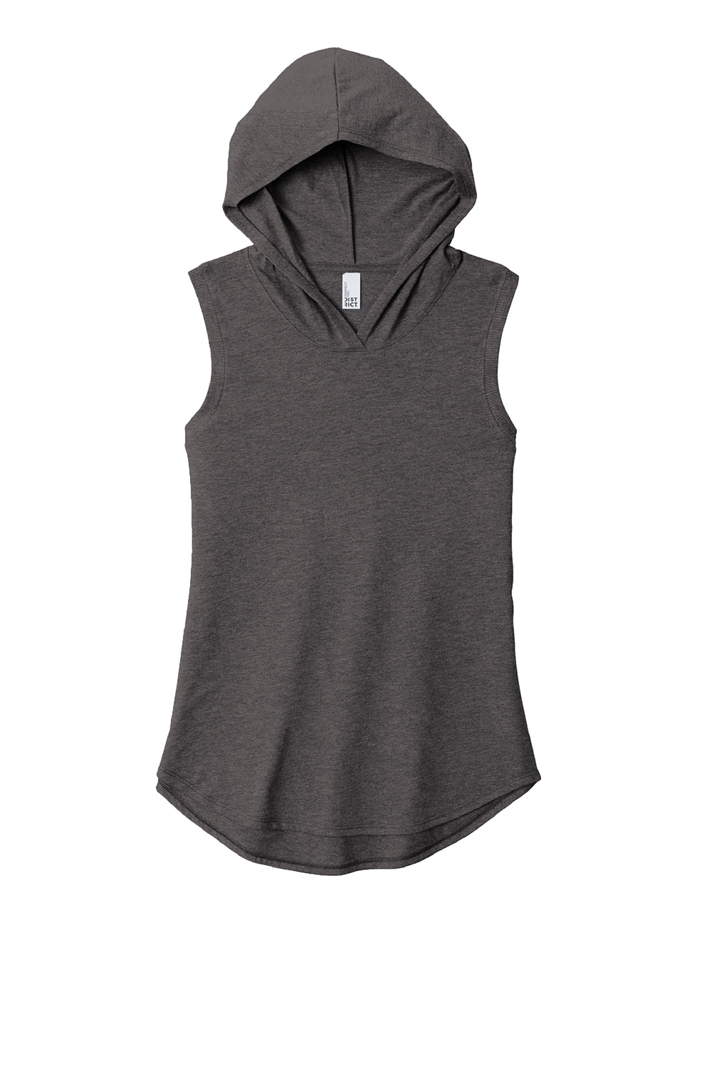 District DT1375 Womens Perfect Sleeveless Hooded T-Shirt Hoodie Heather Charcoal Grey Flat Front