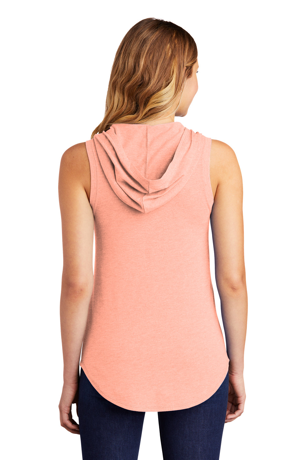 District DT1375 Womens Perfect Sleeveless Hooded T-Shirt Hoodie Heather Dusty Peach Model Back