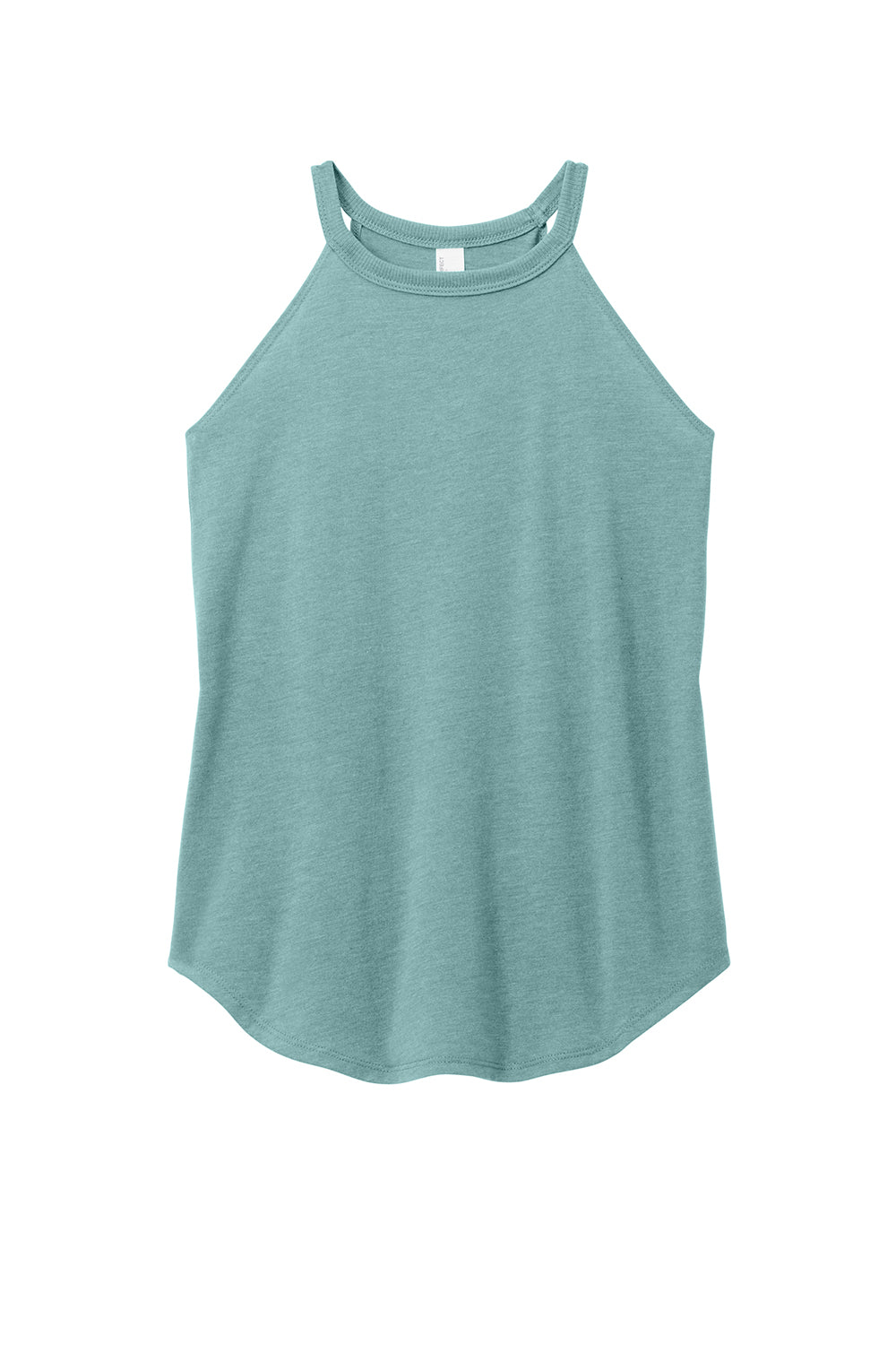 District DT137L Womens Perfect Tri Rocker Tank Top Heather Eucalyptus Blue Flat Front