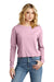 District DT141 Womens Perfect Tri Midi Long Sleeve Crewneck T-Shirt Heather Wisteria Pink Model Front