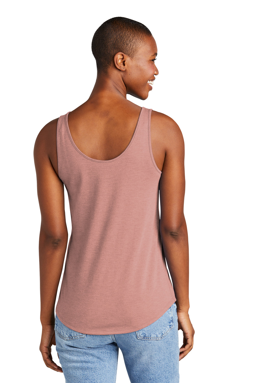 District DT151 Womens Perfect Tri Relaxed Tank Top Blush Frost Model Back