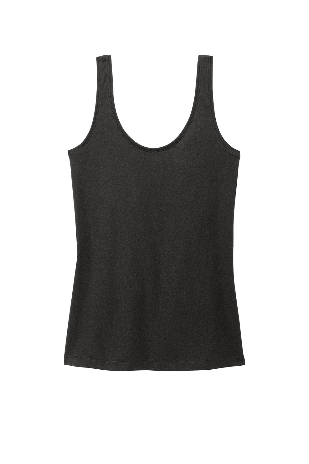 District DT154 Womens Perfect Blend CVC V-Neck Tank Top Black Flat Back